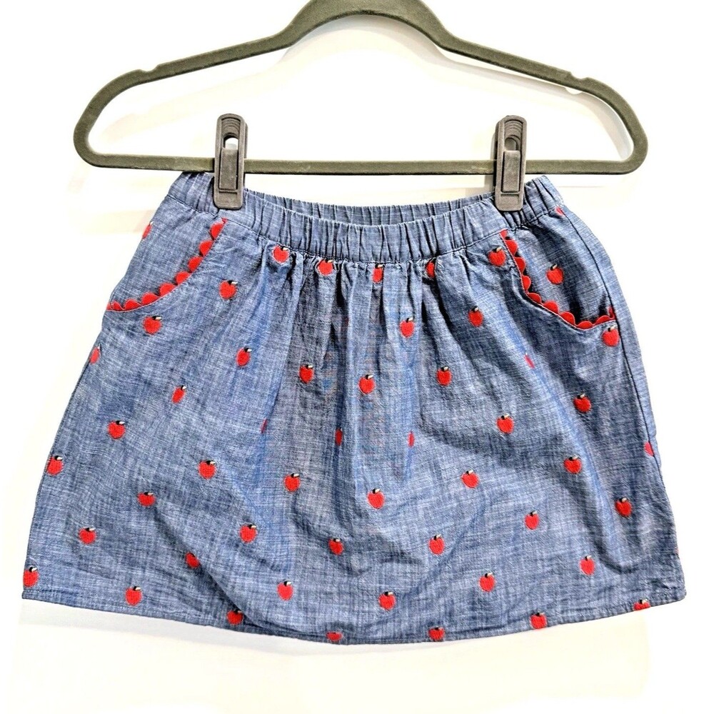 Gymboree Skort Girls 12 Skirt Apple Orchard Embroidered Chambray School Cute EUC